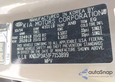 2015 Kia Soul + z USA, uszkodzony, nr VIN KNDJP3A51F7153899